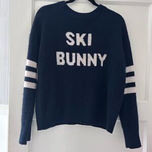 360 Cashmere Blue Crew Neck Sweater with Striped Sleeves